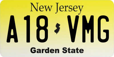 NJ license plate A18VMG