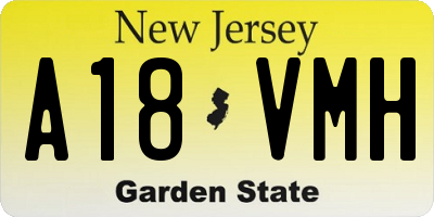 NJ license plate A18VMH