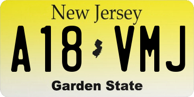 NJ license plate A18VMJ