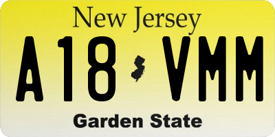 NJ license plate A18VMM