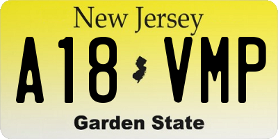 NJ license plate A18VMP