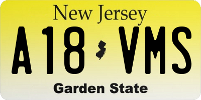 NJ license plate A18VMS