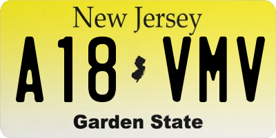 NJ license plate A18VMV