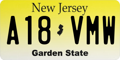 NJ license plate A18VMW