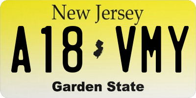 NJ license plate A18VMY