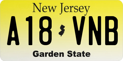 NJ license plate A18VNB
