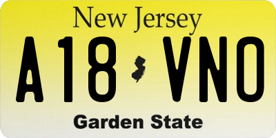 NJ license plate A18VNO