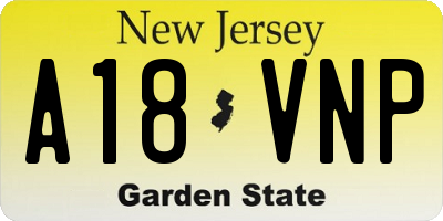 NJ license plate A18VNP