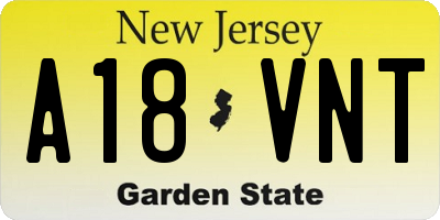 NJ license plate A18VNT