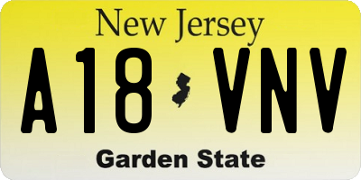 NJ license plate A18VNV