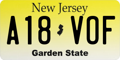 NJ license plate A18VOF