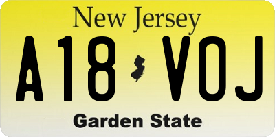 NJ license plate A18VOJ