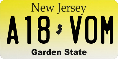 NJ license plate A18VOM