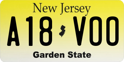 NJ license plate A18VOO