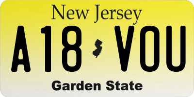NJ license plate A18VOU
