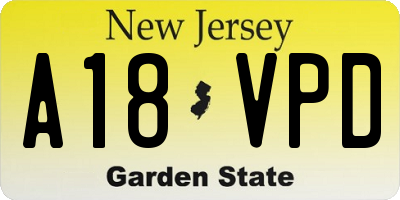 NJ license plate A18VPD