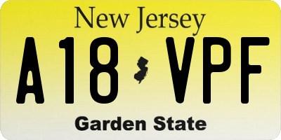 NJ license plate A18VPF