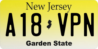 NJ license plate A18VPN