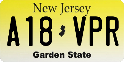 NJ license plate A18VPR