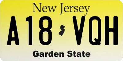 NJ license plate A18VQH