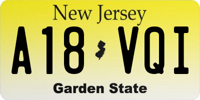 NJ license plate A18VQI