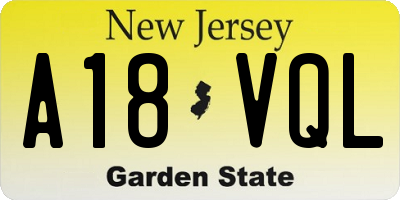NJ license plate A18VQL