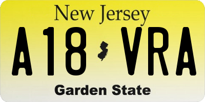 NJ license plate A18VRA