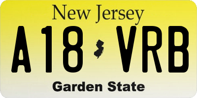 NJ license plate A18VRB