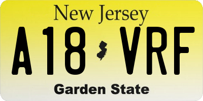 NJ license plate A18VRF