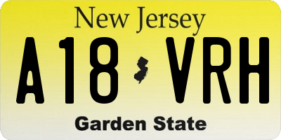 NJ license plate A18VRH