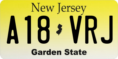NJ license plate A18VRJ