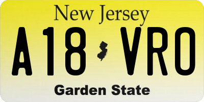 NJ license plate A18VRO