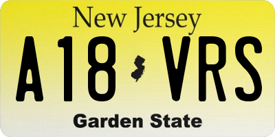 NJ license plate A18VRS
