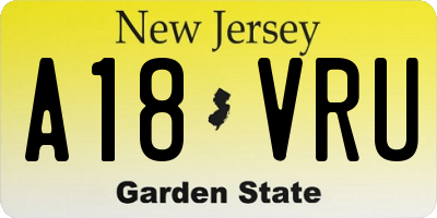 NJ license plate A18VRU
