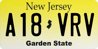 NJ license plate A18VRV