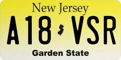 NJ license plate A18VSR