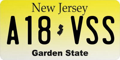 NJ license plate A18VSS