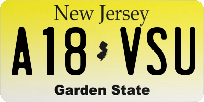 NJ license plate A18VSU