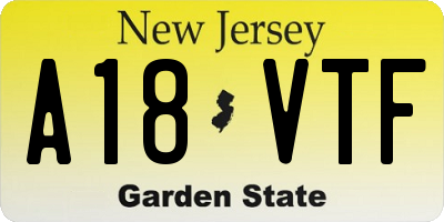 NJ license plate A18VTF