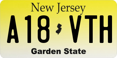NJ license plate A18VTH