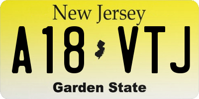 NJ license plate A18VTJ
