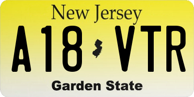 NJ license plate A18VTR