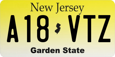 NJ license plate A18VTZ