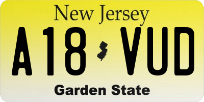 NJ license plate A18VUD