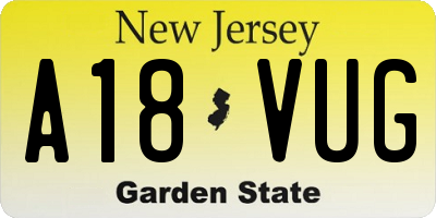NJ license plate A18VUG