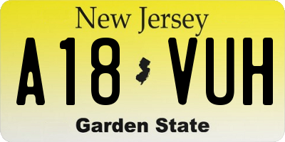NJ license plate A18VUH
