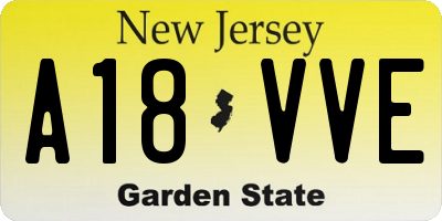 NJ license plate A18VVE