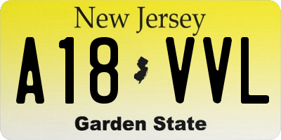 NJ license plate A18VVL