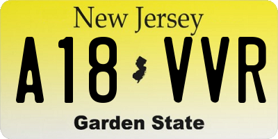 NJ license plate A18VVR