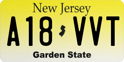 NJ license plate A18VVT